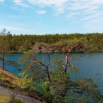 Vue sur le parc national de Tyresta avec un magnifique lac à l'arrière