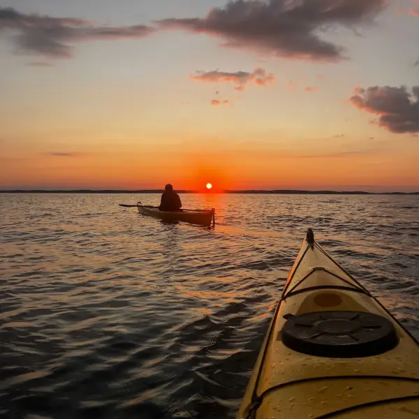 stockholm archipelago kayak sunset paddle back