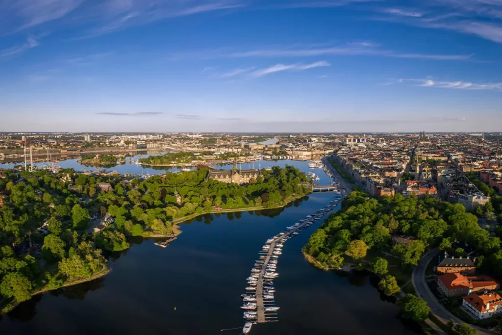 Vista panoramica di Stoccolma, ripresa da un drone